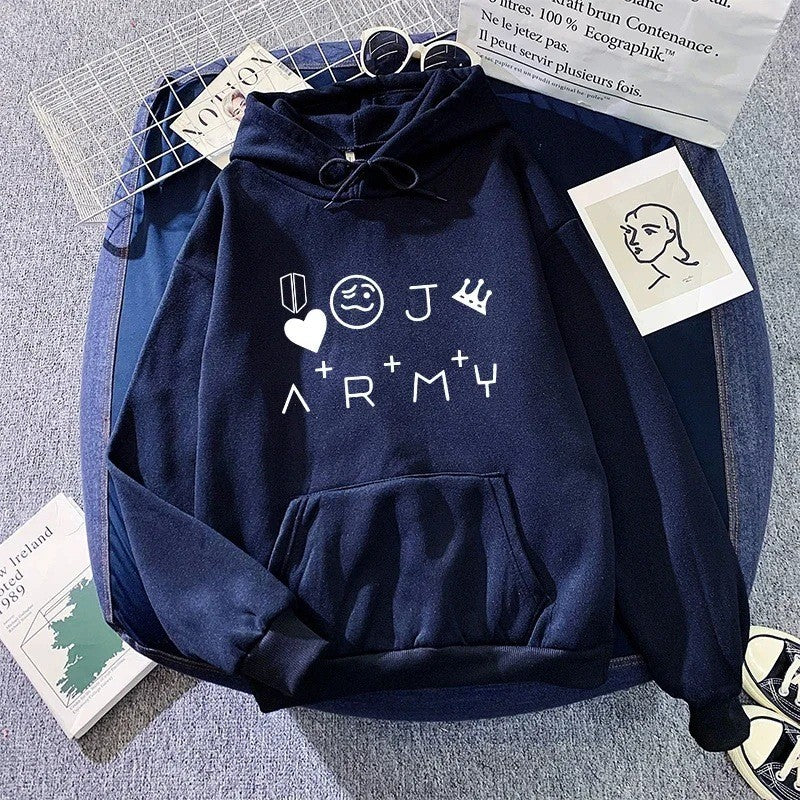 Women's Hooded Sweatshirt, Fleece Solid Color Printed Multi-color