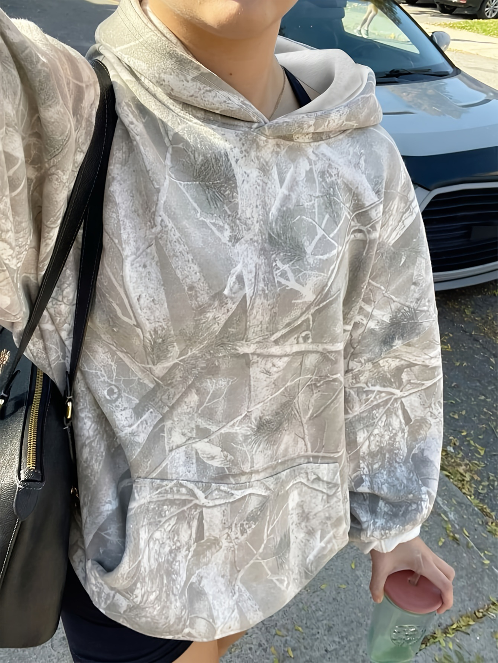 Vintage Hoodie for Women Long Sleeve Forest Maple Leaf Branch Pattern 3D Sweatshirt