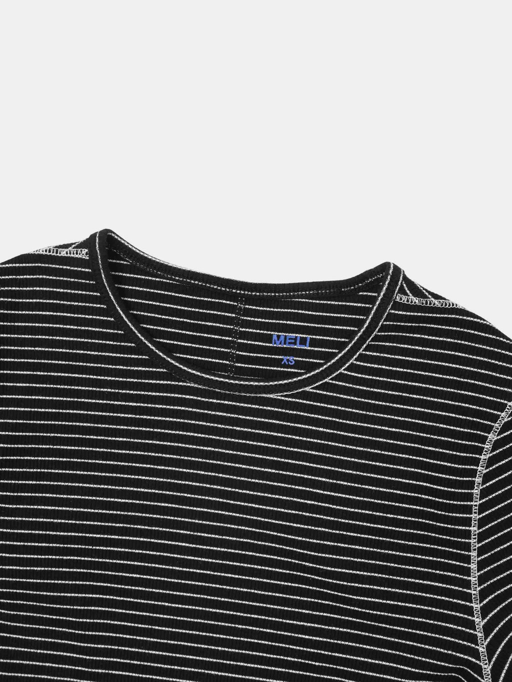 Striped Cross Stitch T-Shirt-Black