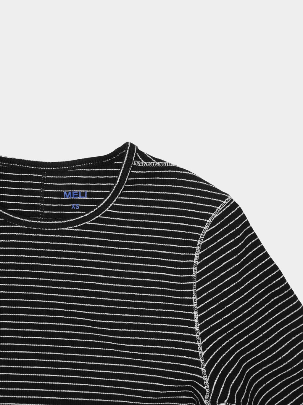 Striped Cross Stitch T-Shirt-Black
