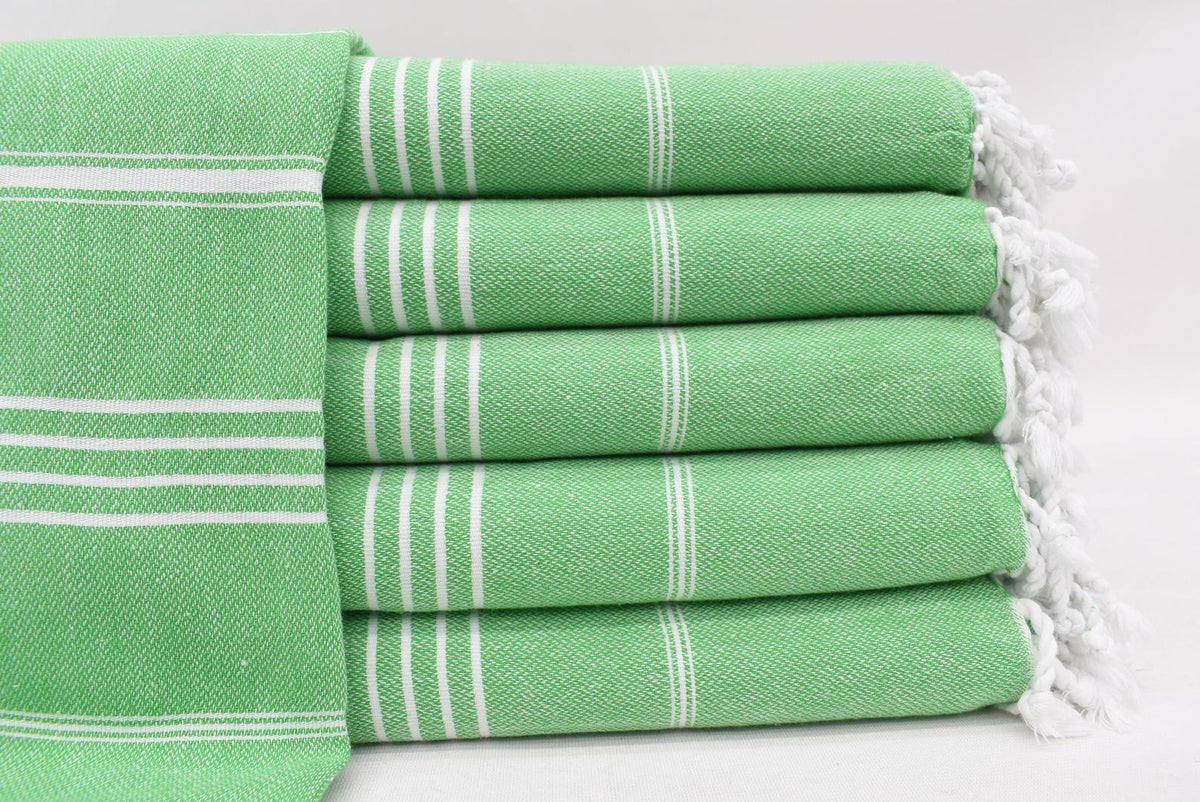 Green Monaco Turkish Towel – Lightweight Quick Dry Beach & Bath Towel, Luxury Turkish Cotton Spa Towel, Travel & Pool Towel