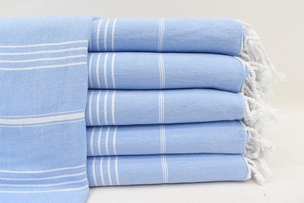 Light Blue Monaco Turkish Towel – Lightweight Quick Dry Beach & Bath Towel, Luxury Turkish Cotton Spa Towel, Travel & Pool Towel