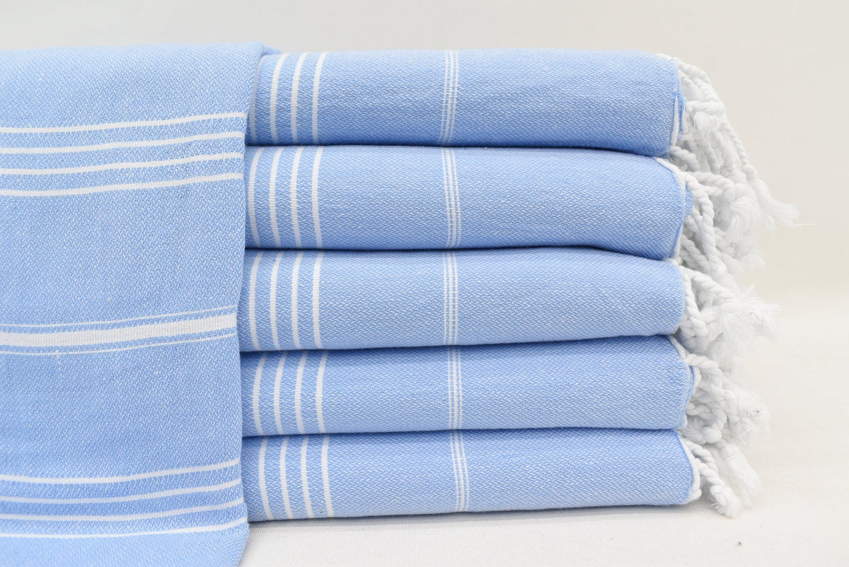 Light Blue Monaco Turkish Towel – Lightweight Quick Dry Beach & Bath Towel, Luxury Turkish Cotton Spa Towel, Travel & Pool Towel