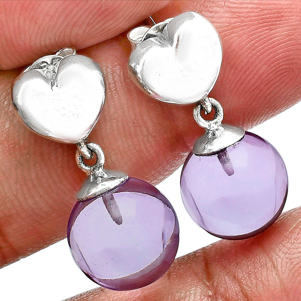 Premium Quality Heart - Amethyst Ball - Brazil Earrings E-1258 11-EE10019