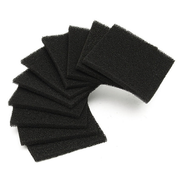 10pcs 28PPI Black Square Activated Carbon Foam Sponge Air Filter Pads Set for Smoke Absorber