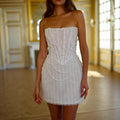 Light Wedding Dress Meets American Bombshell Style A Strapless Cocktail Dress