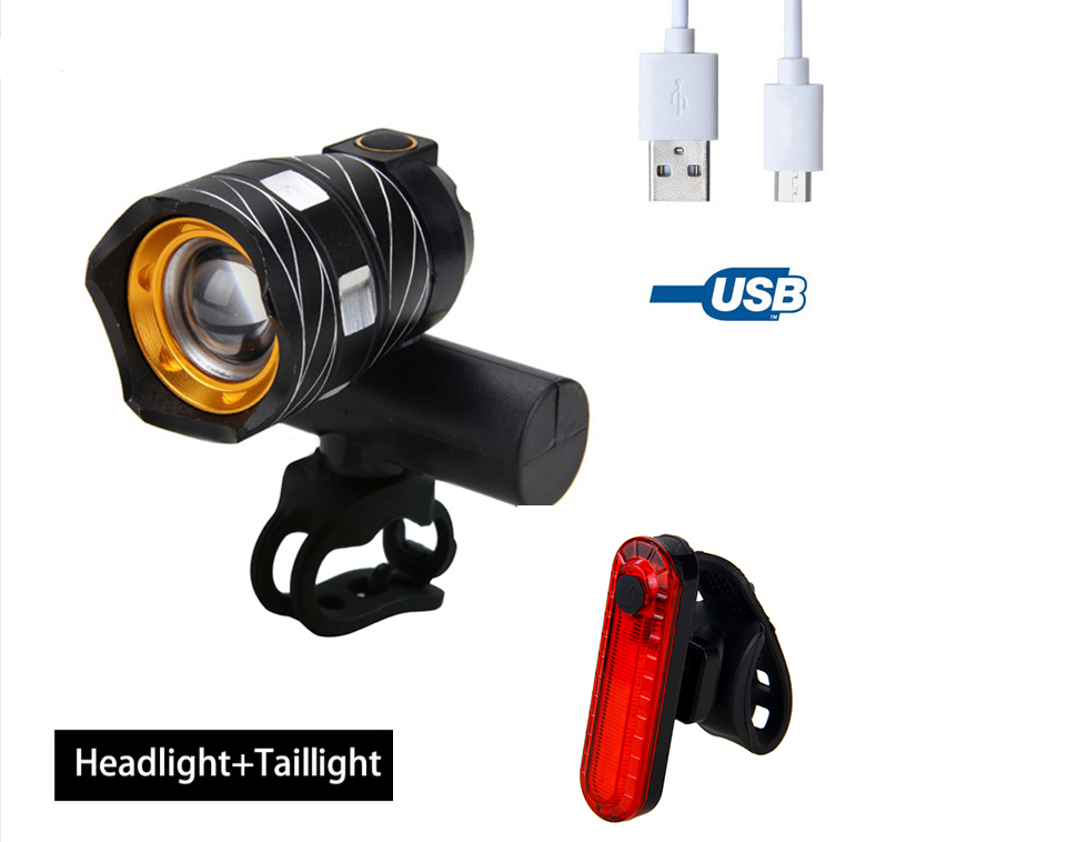 style: B - New bicycle USB light Highlight warning light Mountain bike headlights Charging headlight accessories