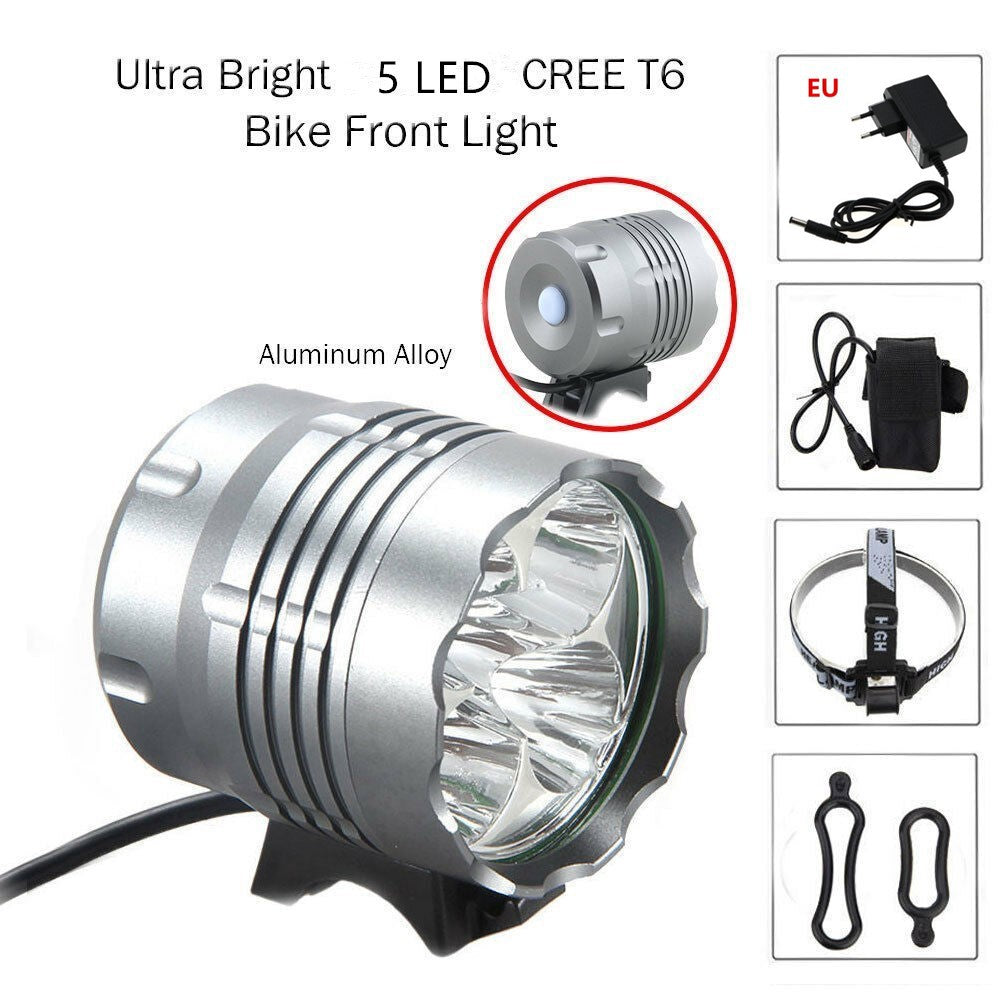 Color: 5T6 4 Europe - LED Mountain Bike Headlight 5T6 Bicycle Light