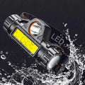COB LED Headlamp Headlight with Built-in Battery Flashlight USB Rechargeable Head Lamp Torch 6 Lighting Modes Work LightCL240807