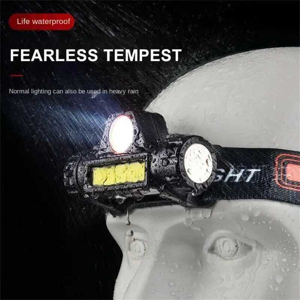 Outdoor Portable mini Powerful LED Headlamp XPE+COB USB Rechargeable Headlight Built-in Battery Waterproof Head LampCL240807