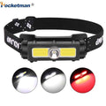 Super Powerful COB LED Headlamp Waterproof Headlight White/Red Warning Light Head Lamp USB Rechargeable Head LightCL240807