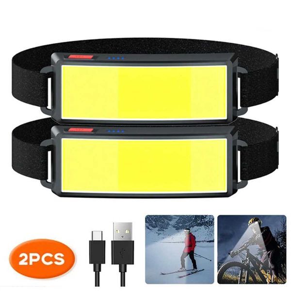 Hot COB LED Headlight Flashlight 3 Modes Light USB Rechargeable Head Lamp Built-in 1200mah Outdoor Hiking Camping LampCL240807
