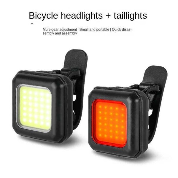 New type of bicycle front and rear mini LED light group USB charging bicycle headlight taillight COB light bead waterproof bicycle headlight Y240921
