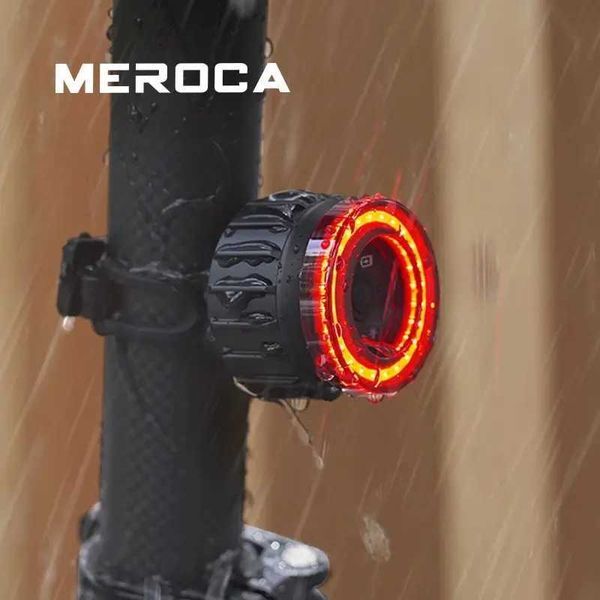 MEROCA bicycle tail light USB charging high visibility multifunctional flash with brake sensor tail light MTB road bicycle light Y240921