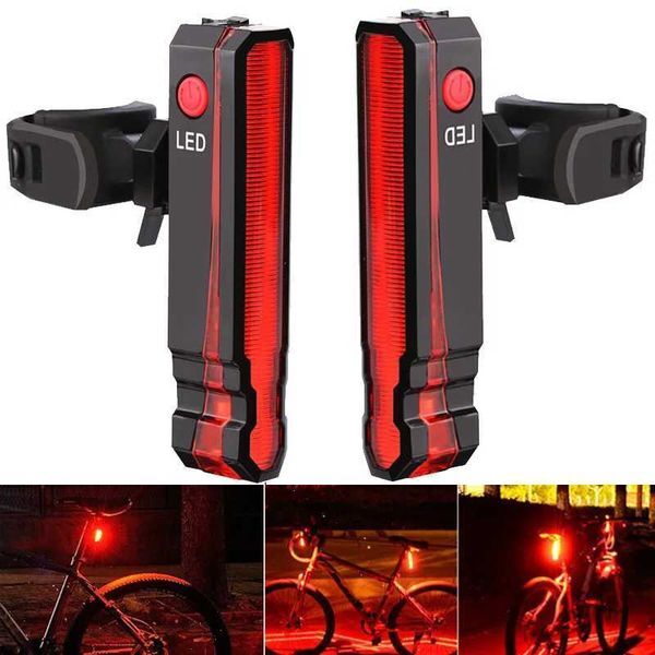 Bicycle taillights laser line warning lights waterproof seat pillar LED lights USB charging MTB road bike taillights Y240921