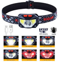 8-mode motion sensor XPE+COB LED headlight flash USB charging waterproof camping headlight running fish head light Y241004