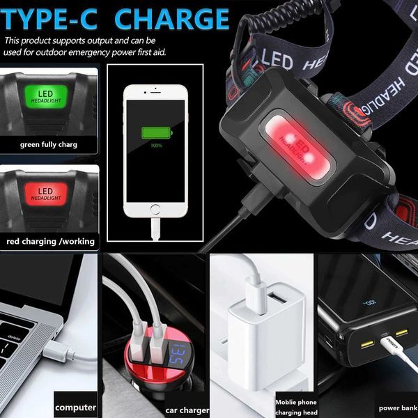 New Arrival Powerf Upgrade-D Light USB Charging Light Waterproof Hand Light Bright Headlights Z241122