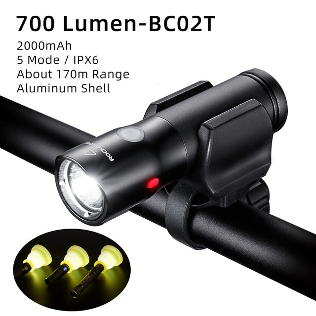 style: LUMEN BC02T, Brightness: 700 - Bicycle light headlights night riding glare flashlight USB charging