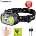 Super Bright XPG+CPB LED headlights intelligent sensing headlights Type-C USB charging headlights red light SOS fishing headlights X250225
