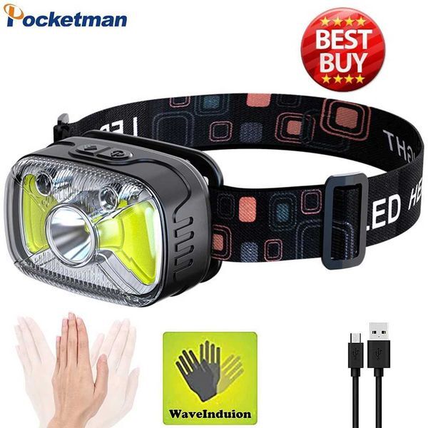 Super Bright XPG+CPB LED headlights intelligent sensing headlights Type-C USB charging headlights red light SOS fishing headlights X250225