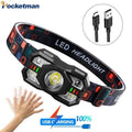 Portable Induction LED Headlamp USB Rechargeable Headlight Smart IR Motion Sensor Head Lamp Waterproof Head Flashlight X250225