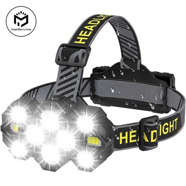 Rechargeable 10 LED headlights with white red light outdoor camping cycling running fishing headlights X250225