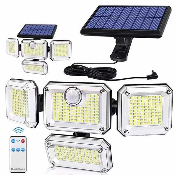 138/198/333/74 LED solar light outdoor motion sensor human sensing adjustable headlight IP65 waterproof solar wall light Z250301