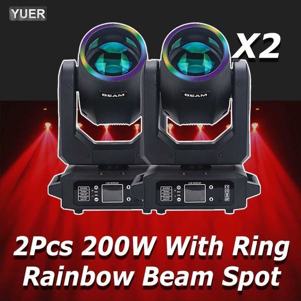 2PCS/lot 200W LED mobile headlight with ring beam+Spot+18 rotating prism+Rainbow Effect Dmx stage lighting effect CD Dj Z250417