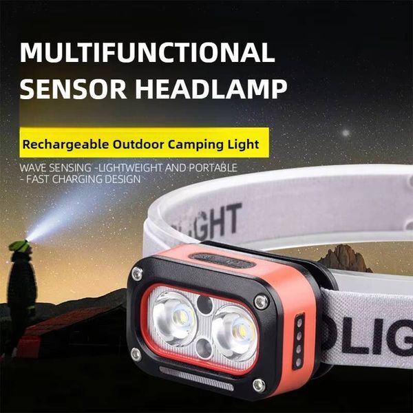 Smart Sensor Headlamp 1000LM Rechargeable LED Headlight 6 Modes Outdoor Head Torch Portable Work Light For Fishing Running