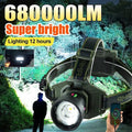 680000LM Most Powerful LED Headlamp Strong Light Camping Head Flashlight USB Rechargeable Headlight with Fluoresce Hunting Lamp tues