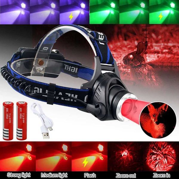 Headlamp Red Light Green Head LED Flashlight Outdoor XPG Headlight Tactical Camping Hunting Fishing Zoomable Fishing Headlamp Z250613