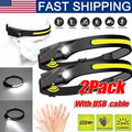 2PCS LED Headlamp USB Rechargeable Headlight Torch Work Light Bar Head Band Lamp Z250613