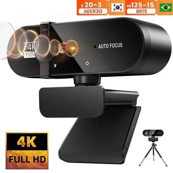 4K Webcam 1080P Mini Camera 2K Full HD Webcam with Microphone 30fps USB Web Cam for Auto Focus PC Laptop Video Shooting Camera 250609