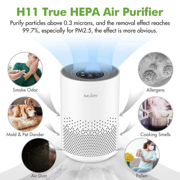 True HEPA Air Purifier Hepa Filter4 SpeedsTimers Ionizer Cold Plasma 360? Air Inlet 99.9% Removal Rate For Indoor Bedroom 250617