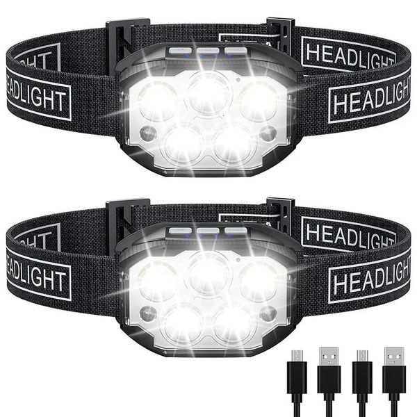 1200 Lumen Led Rechargeable Headlamp Motion Sensor HeadLight Waterproof Head Flashlights For Outdoor Camping Fishing Head Lamp 250625