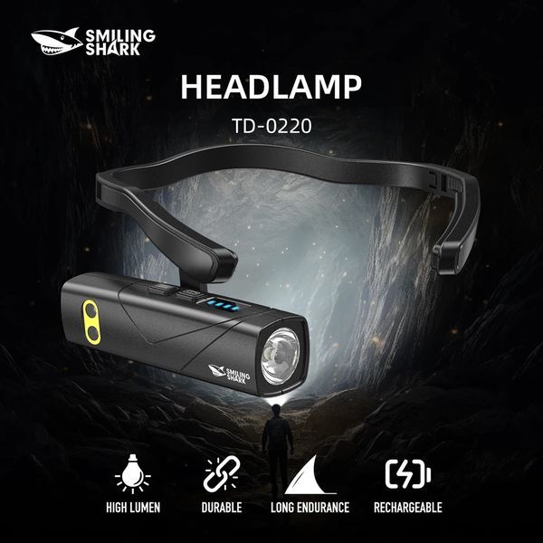 1pc Smilingshark TD0220 Headlight LED Headlamp Super Bright Head Lamp UltraLightweight Light for Camping Fishing 250624
