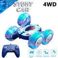 Color: Blue - Remote Control Car Double Sided 360 Rotating 4WD RC with Headlights 2.4GHz Electric Race Stunt Toy Car Rechargeable Toy CarXJ260703