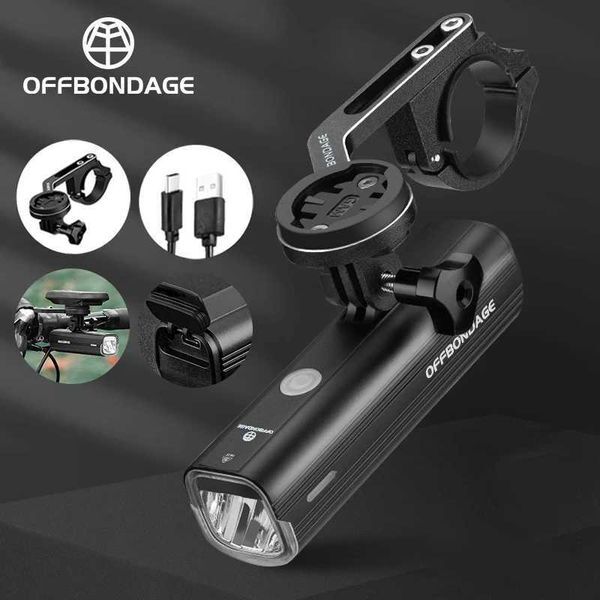 0FFBONDAGE Bike Front Light Rainproof USB Rechargeable Bicycle Light 1000LM Cycling Headlight LED 4800mAh Flashlight Bike Lamp Z250809