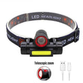 Rechargeable Fishing LED Headlamp Camping Headlight XPE COB Work Light 2 Lighting Modes With Tail Magnet Detachable W250924