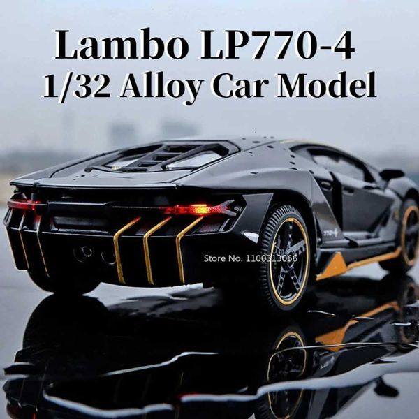 Color: Yellow - 132 Alloy Lambo LP7704 Super Sports Car Model Toy Racing Lifting Tail Sound Light Doors Opend Diecasts Toy Vehicles for Boys W251016