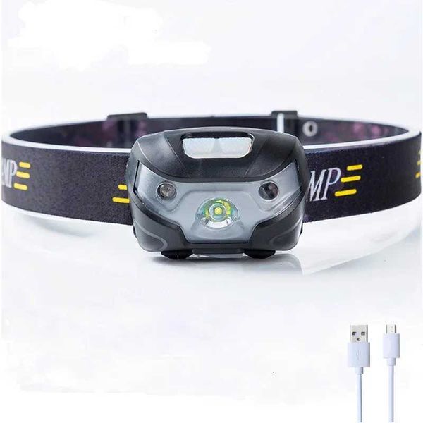LED Headlight USB Mini Portable Rechargeable Headlamp Body Motion Sensor Head light outdoor Camping Torch LampW251128