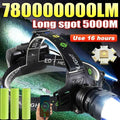 78000000LM Ultre Powerful LED Headlamp Super Bright Long Range Headlights Rechargeable Head Torch Fishing Camping Zoom LanternsW251128
