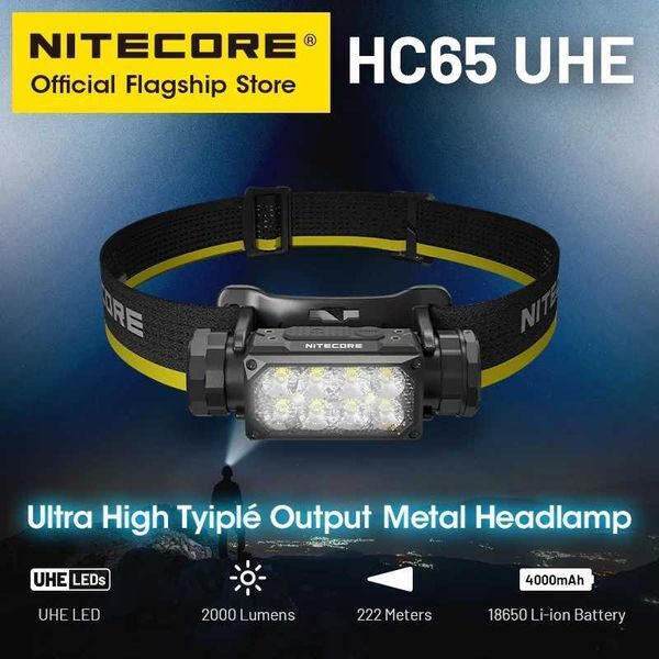 NITECORE HC65 UHE LED Headlamp 2000 Lumen USB-C Rechargeable 8 Core UHE LED Headlight Dual Beam4000mAh 18650 Li-ion BatteryW251129