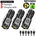 Super Bright Mini 3LED Flashlight With Pen Clip And Tail Magnet,Builtin Battery USB Charge Outdoor Portable Torch Emergency Lamp C260129