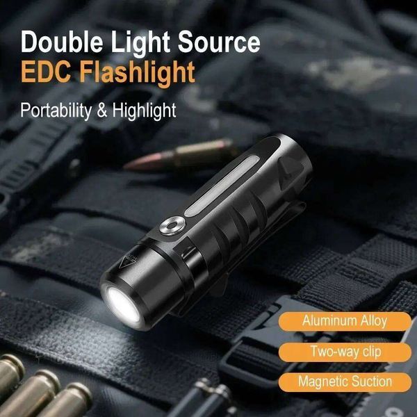 Multi-Light Source Mini Keychain Super Bright Tail Magnet Strong Light Flashlight Waterproof Aluminum Alloy C260129