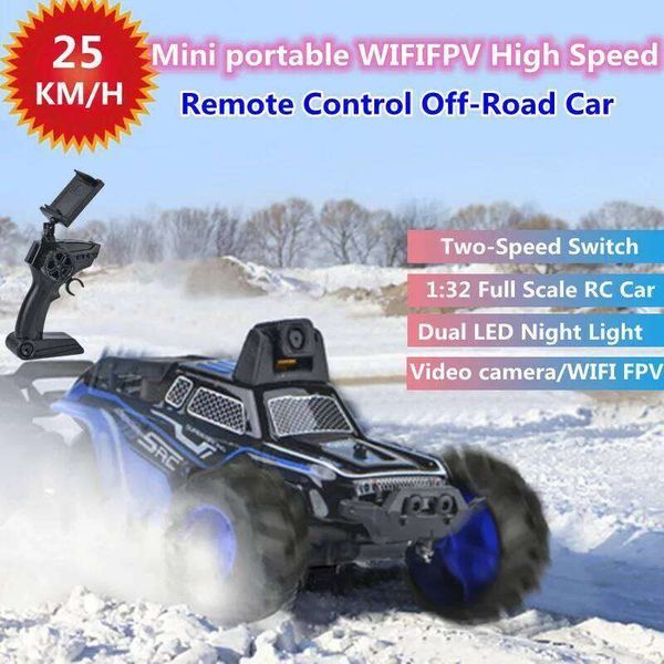 Color: Orange - wifI FPV Mini Portable High Speed Off-Road RC 1:32 Strong Shock Absorber Video Camera Dual LED Light Remote Control Car Toy Y260131