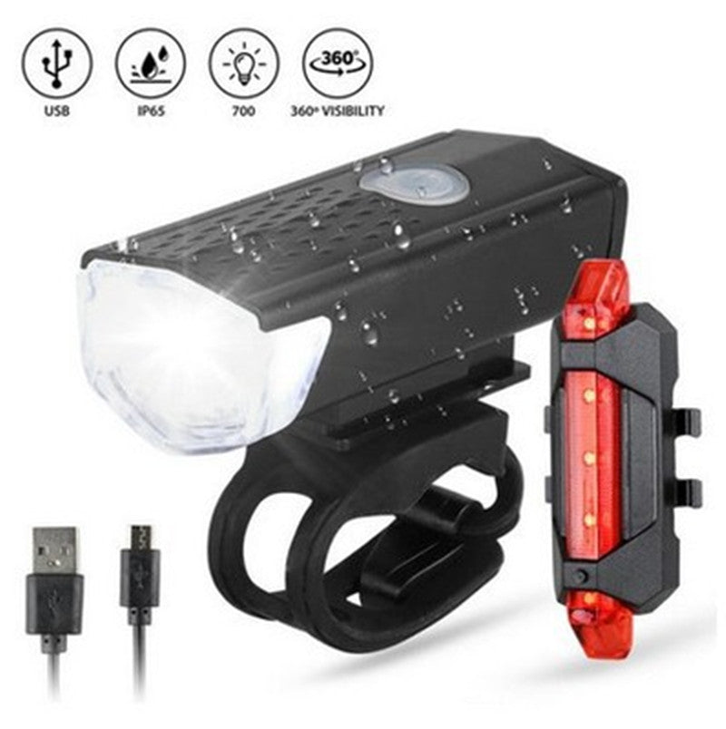 Color: 02.Black - Bicycle Front Light USB Charging Highlight Headlight