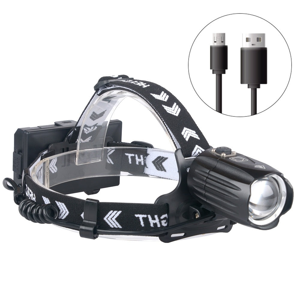 Color: Lamp holder plus USB cable - Strong Headlight Usb Display New Charging Can Input And Output Battery Headlight