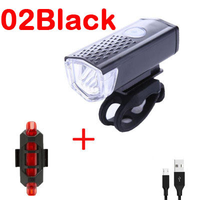 Color: 02.Black - Bicycle Front Light USB Charging Highlight Headlight