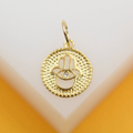 18K Gold Filled Hamsa Hand Evil Eye Pendant
